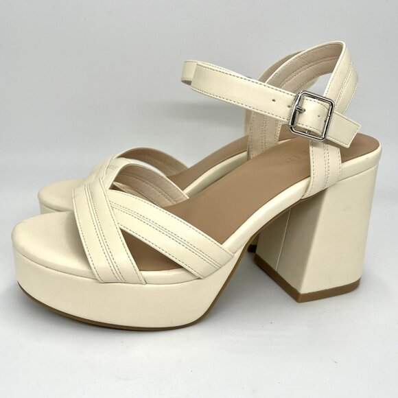 Torrid Cream Ankle Strap Chunky Heels - Size 8WW - Picture 3 of 9